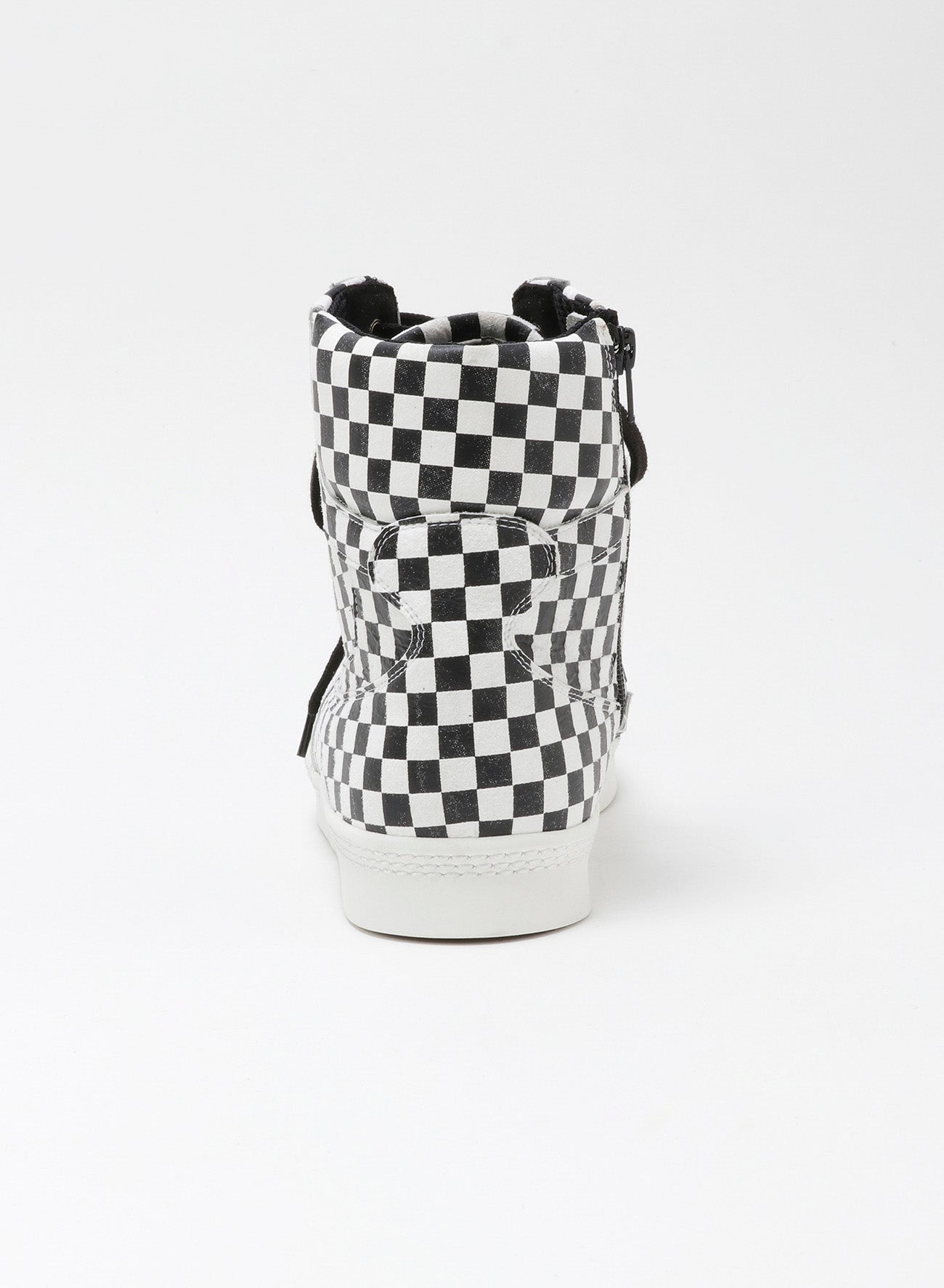 PLAID PATTERN LEATHER BASKET SHOES