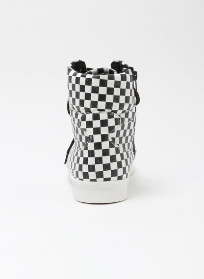 PLAID PATTERN LEATHER BASKET SHOES