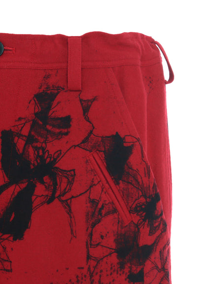 WOOL FLOWER PRINT PANTS