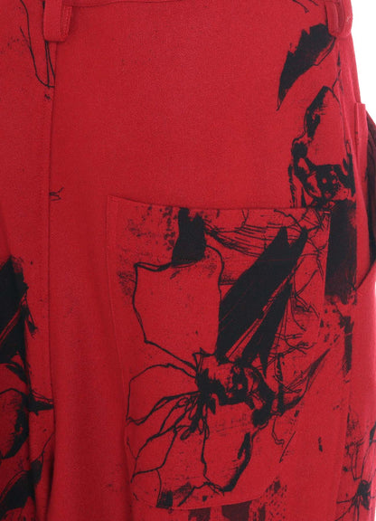 WOOL FLOWER PRINT PANTS