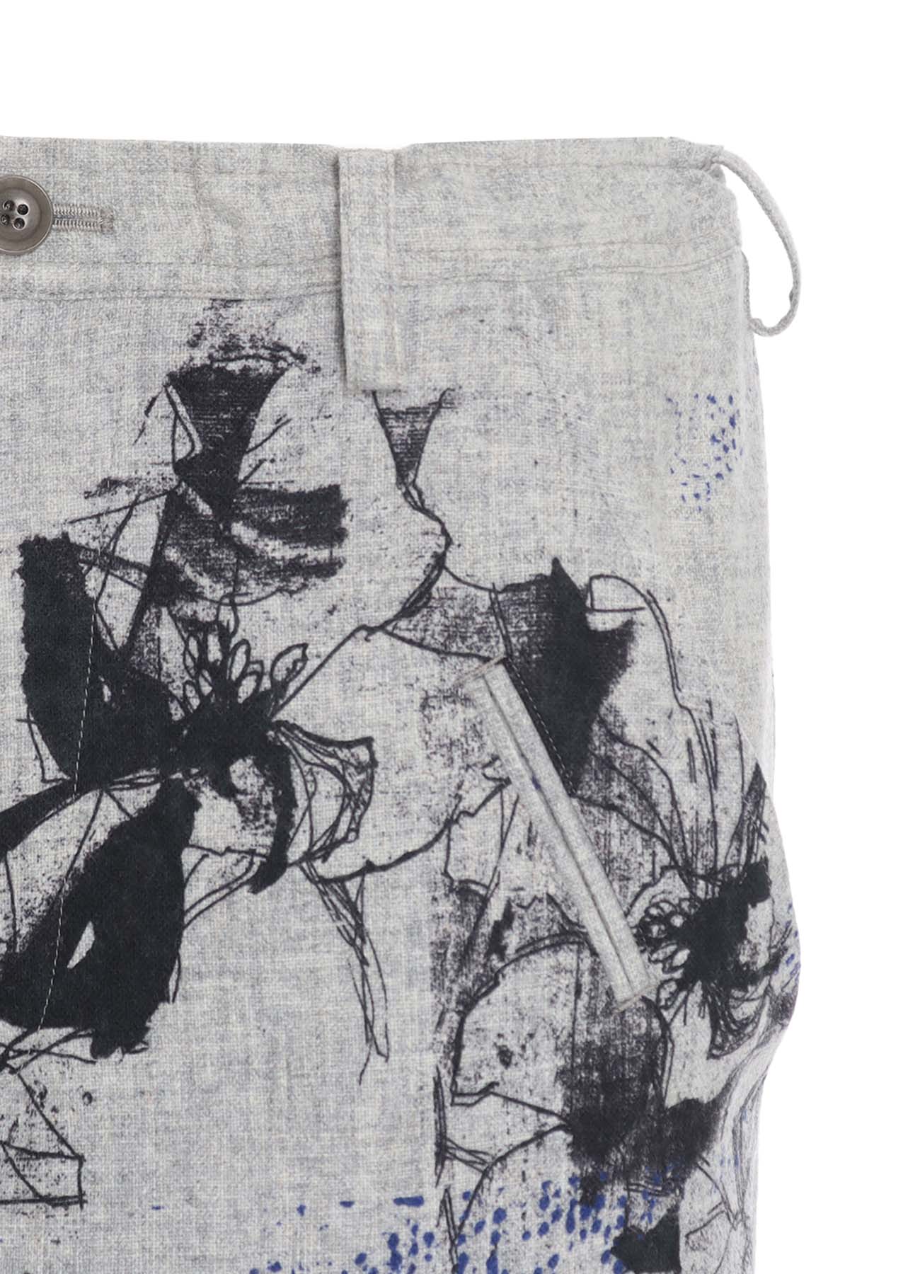 WOOL FLOWER PRINT PANTS