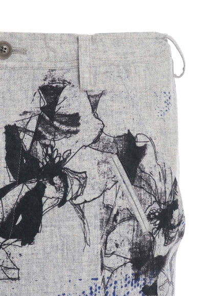 WOOL FLOWER PRINT PANTS