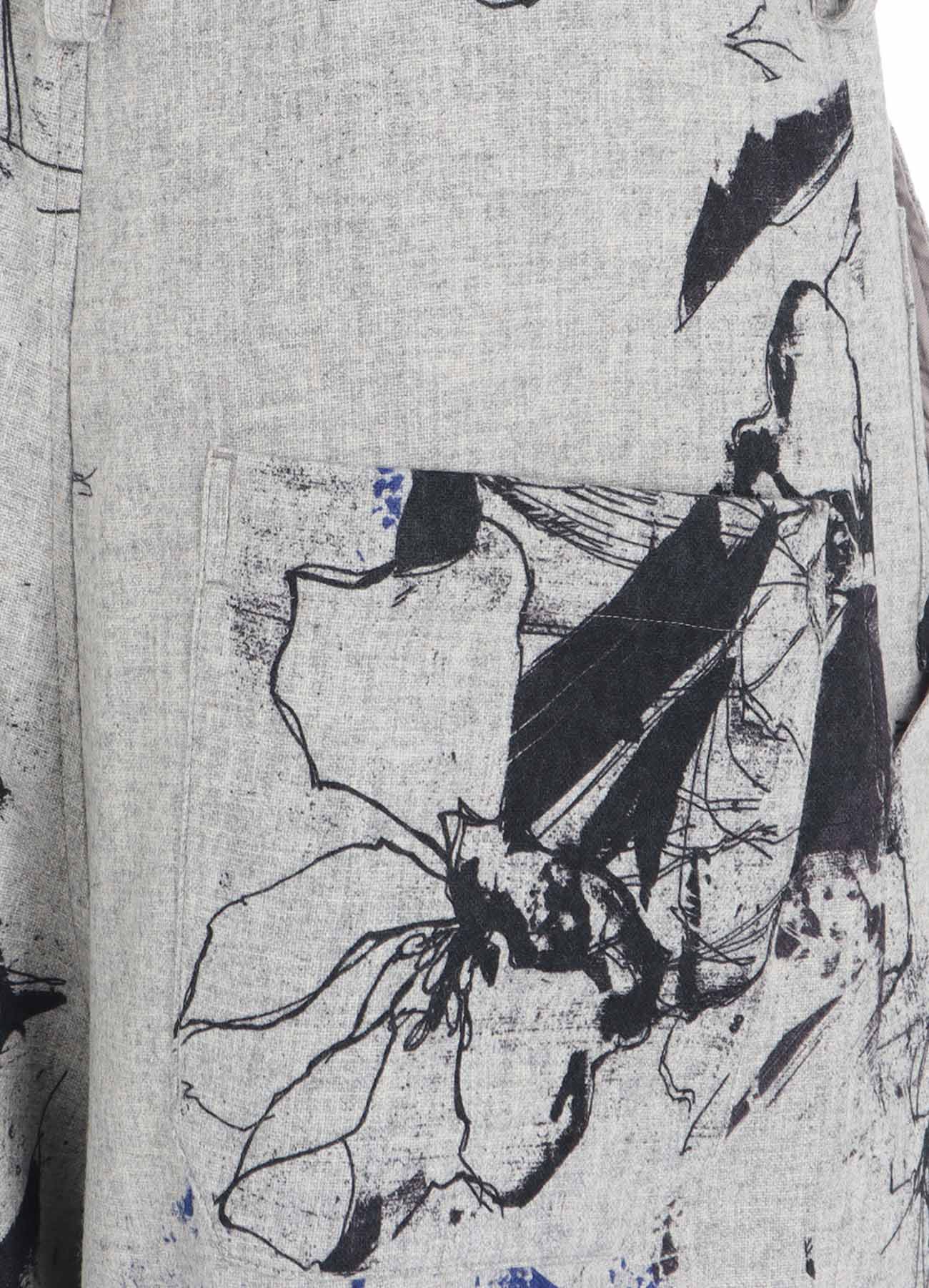 WOOL FLOWER PRINT PANTS