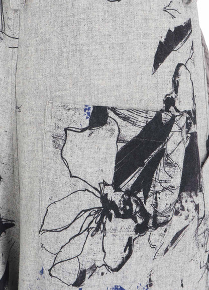WOOL FLOWER PRINT PANTS