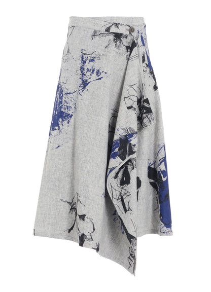 WOOL FLOWER PRINT SKIRT