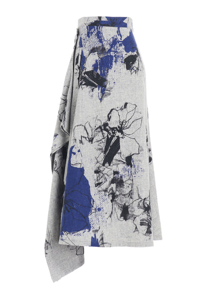 WOOL FLOWER PRINT SKIRT