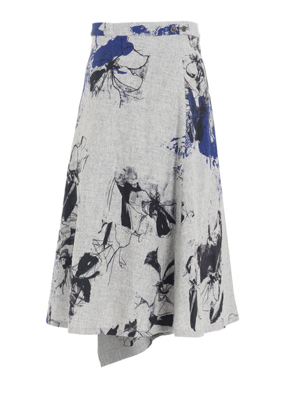 WOOL FLOWER PRINT SKIRT