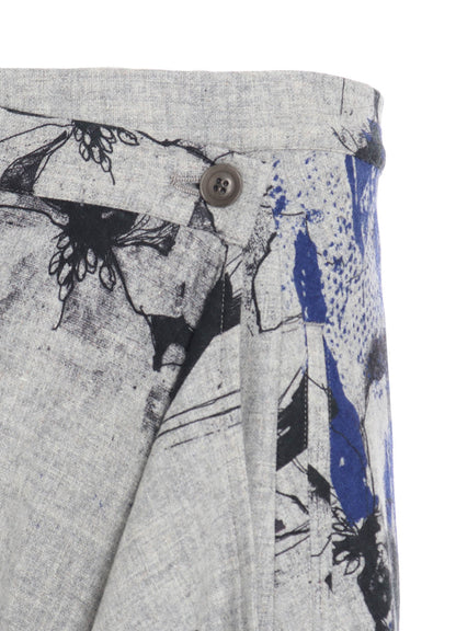 WOOL FLOWER PRINT SKIRT