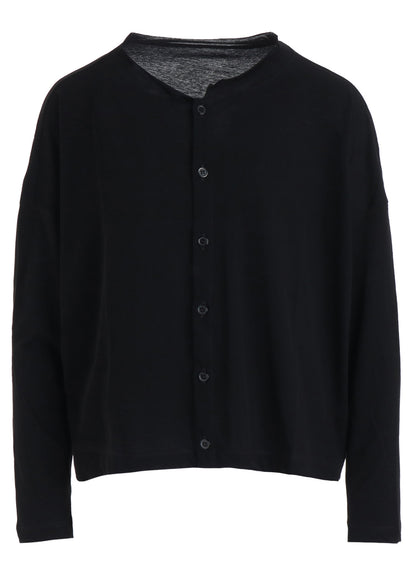 HIGH-TWIST COTTON JERSEY LONG SLEEVE CARDIGAN
