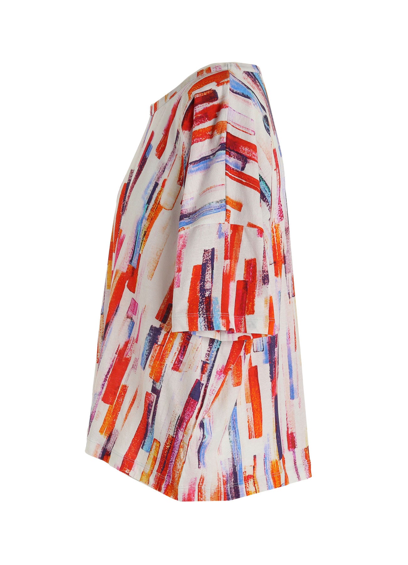 COTTON BRUSH STROKE SHORT SLEEVE CROPPED T