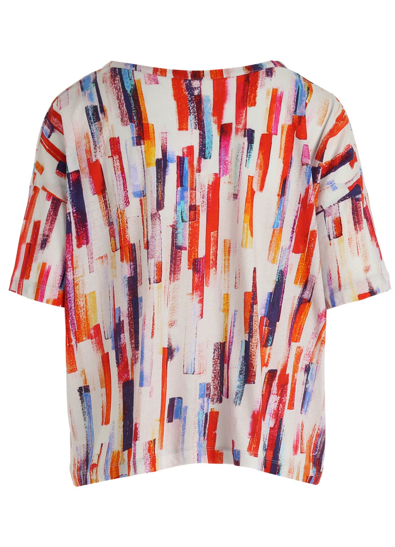 COTTON BRUSH STROKE SHORT SLEEVE CROPPED T