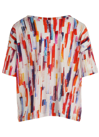 COTTON BRUSH STROKE SHORT SLEEVE CROPPED T