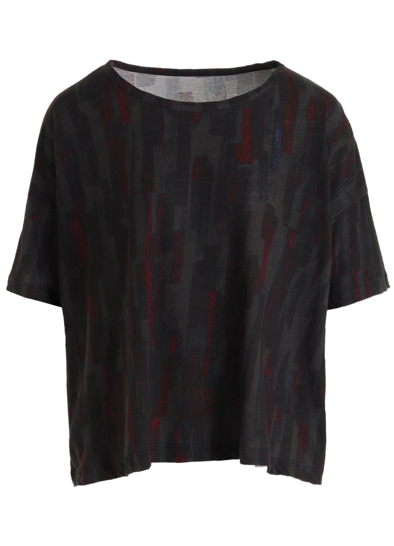 COTTON BRUSH STROKE SHORT SLEEVE CROPPED T