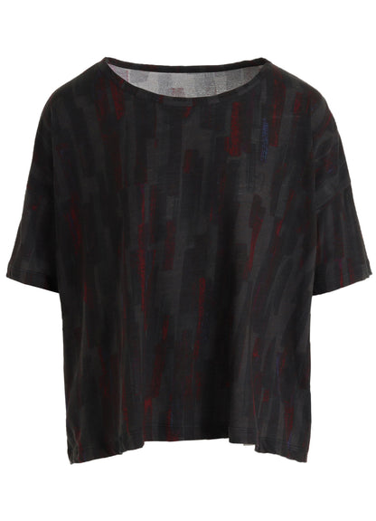 COTTON BRUSH STROKE SHORT SLEEVE CROPPED T