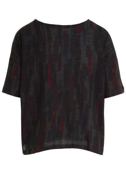 COTTON BRUSH STROKE SHORT SLEEVE CROPPED T