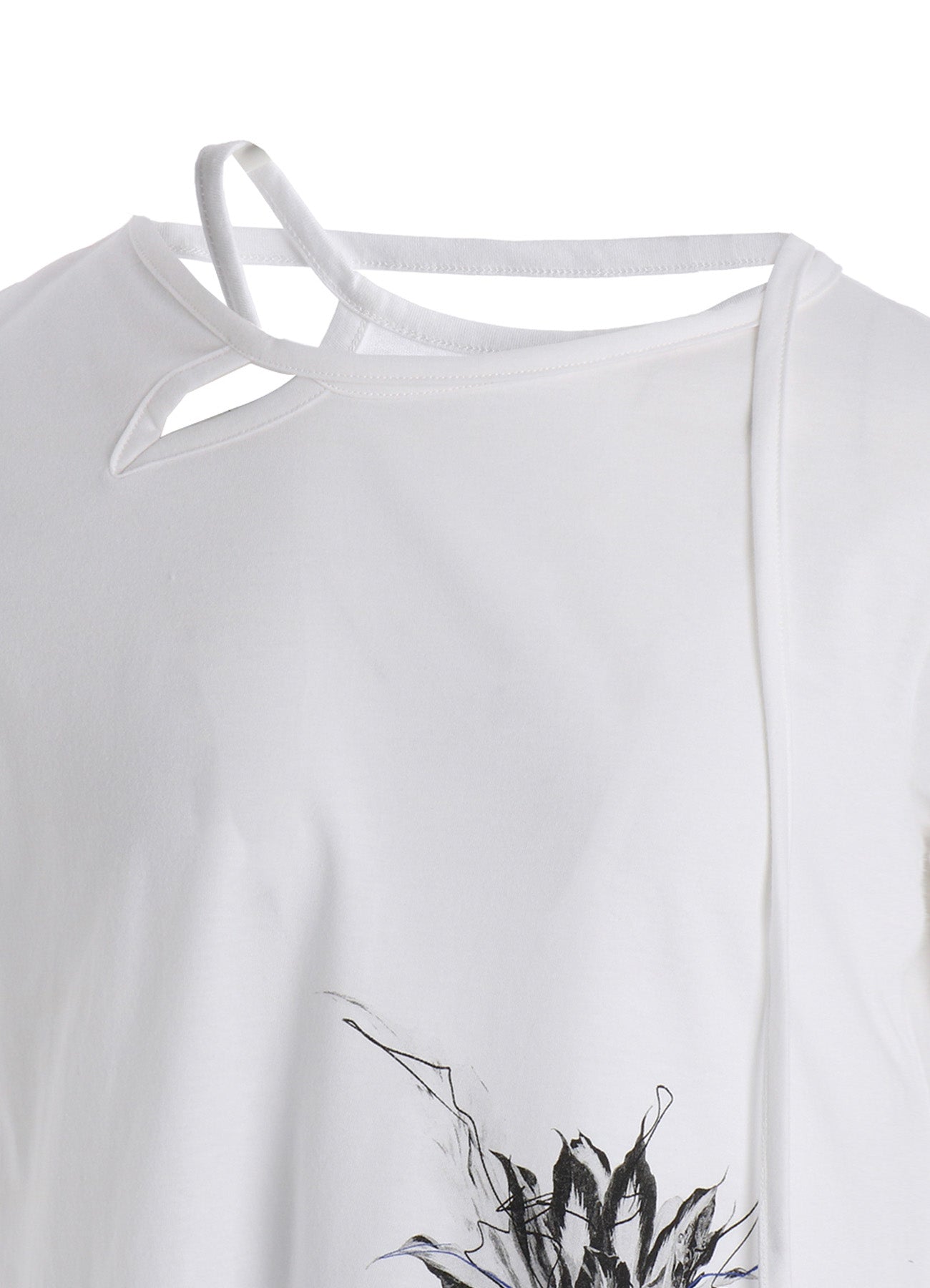 CACTUS FLOWER PRINT HALF SLEEVE DRAPE T