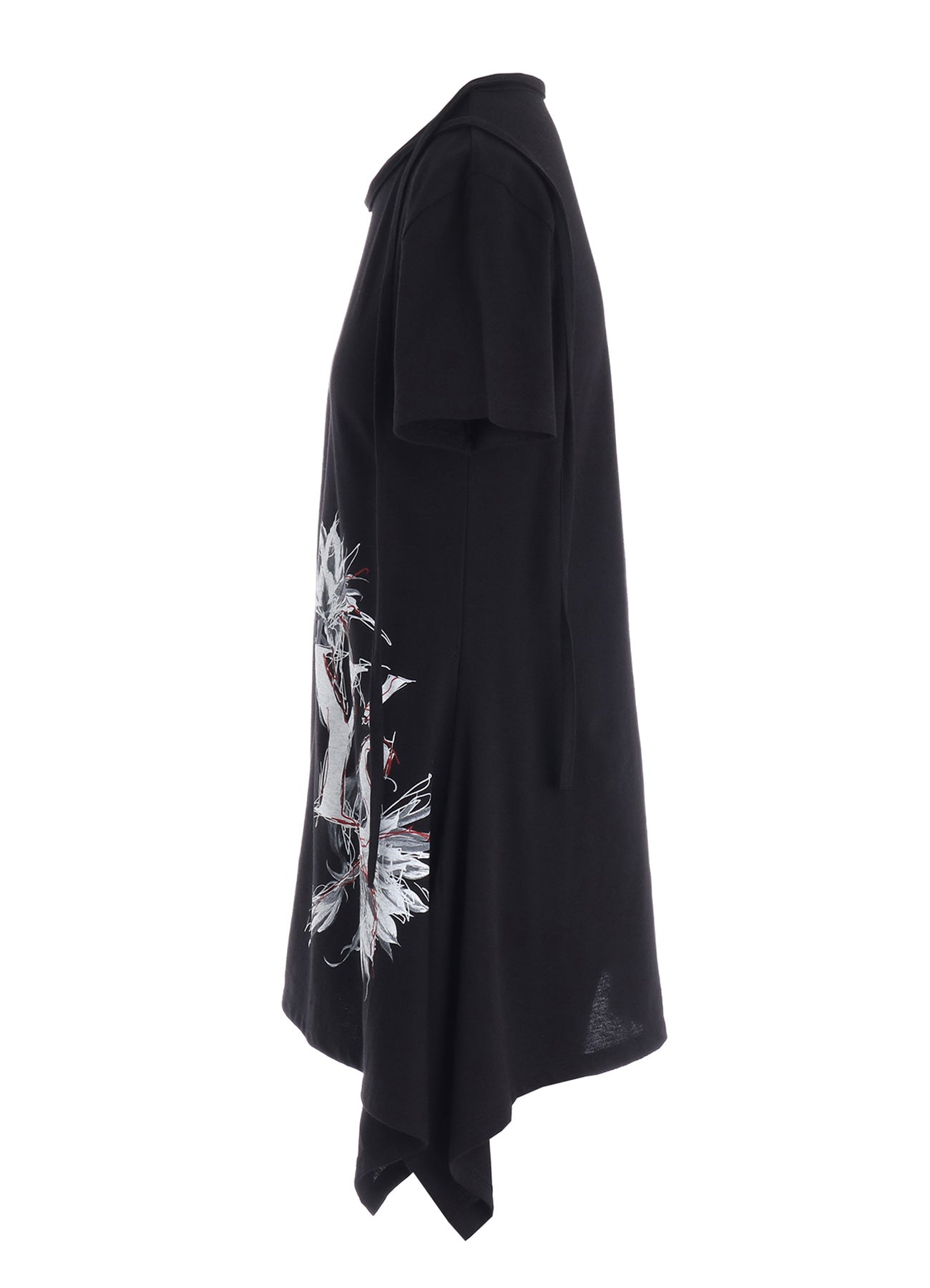 CACTUS FLOWER PRINT HALF SLEEVE DRAPE T