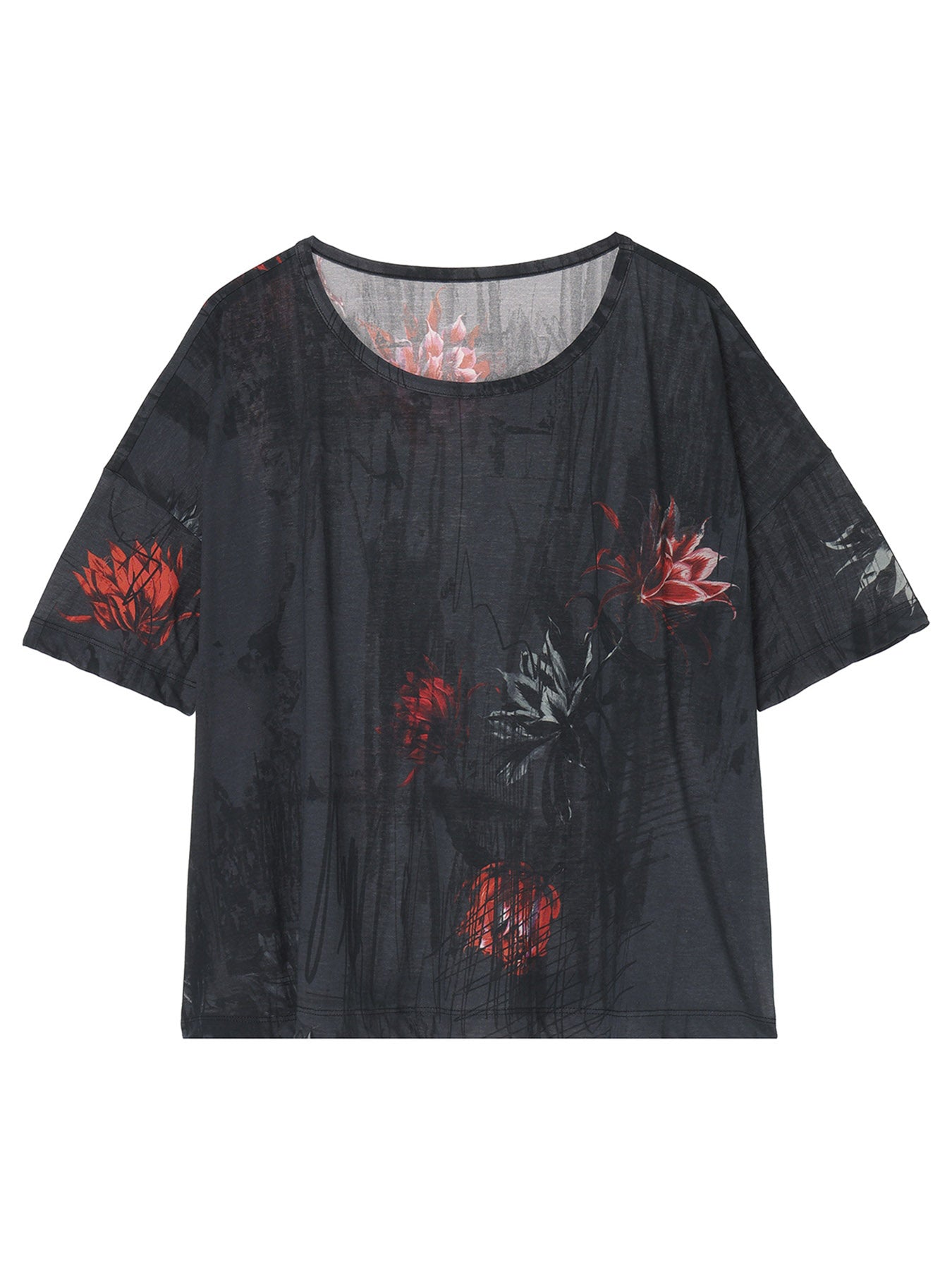 CACTUS FLOWER PRINT HALF SLEEVE T