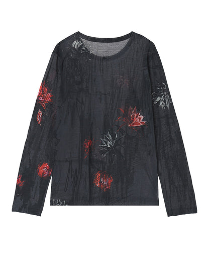 CACTUS FLOWER PRINT LONG SLEEVE T