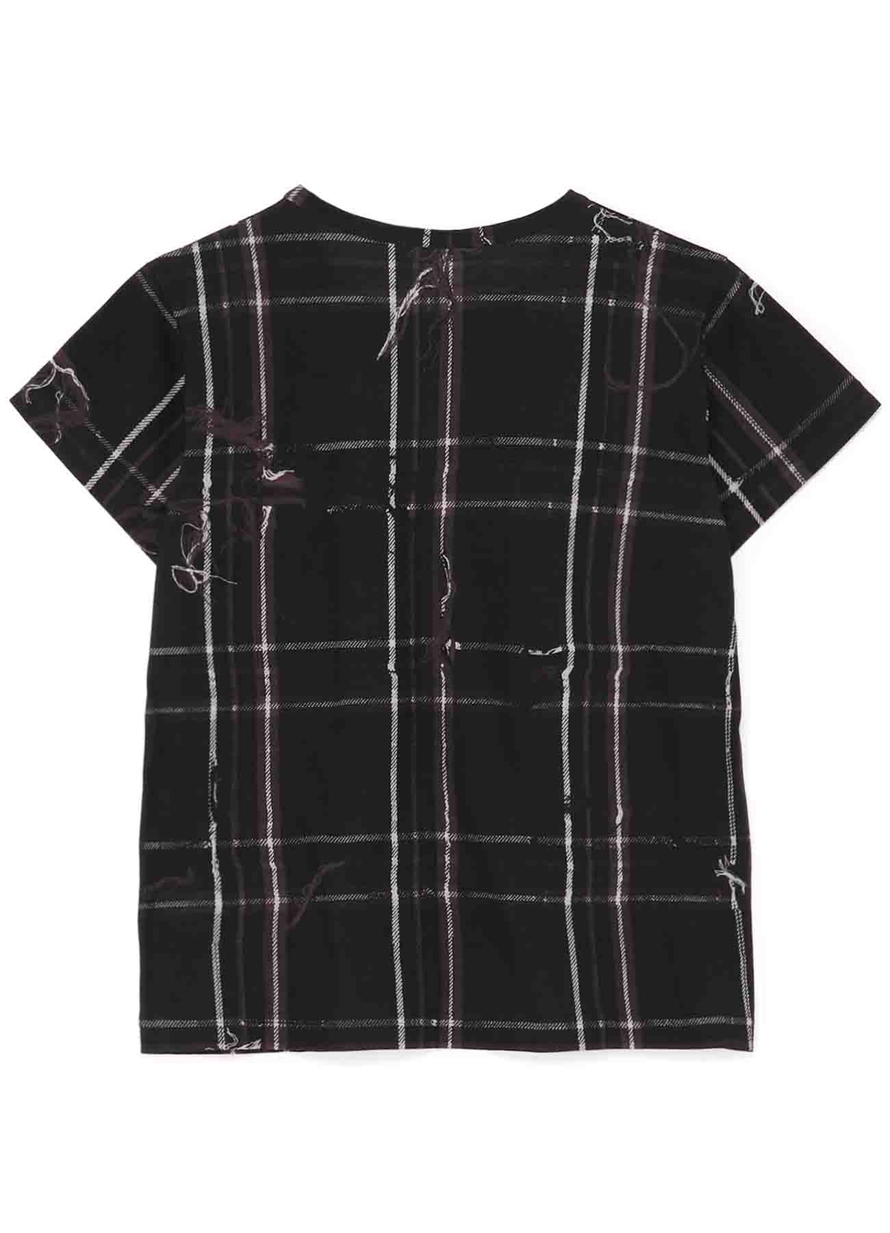 TWISTED CHECK ROUND NECK SHORT SLEEVE