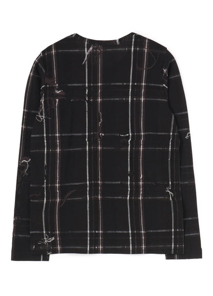 TWISTED CHECK ROUND NECK LONG SLEEVE