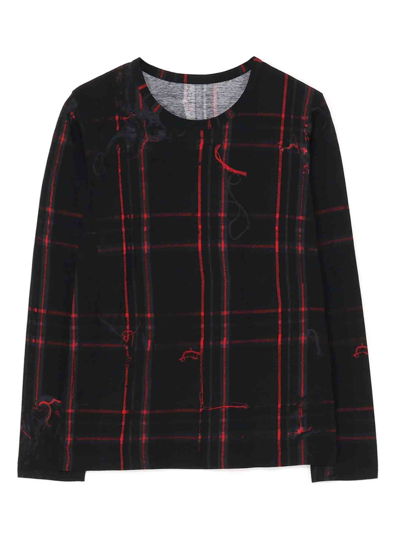 TWISTED CHECK ROUND NECK LONG SLEEVE