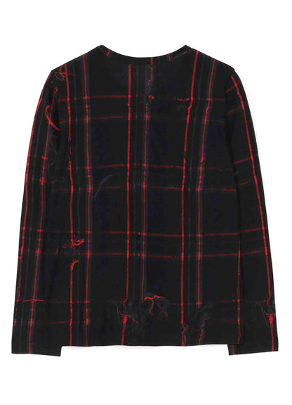 TWISTED CHECK ROUND NECK LONG SLEEVE