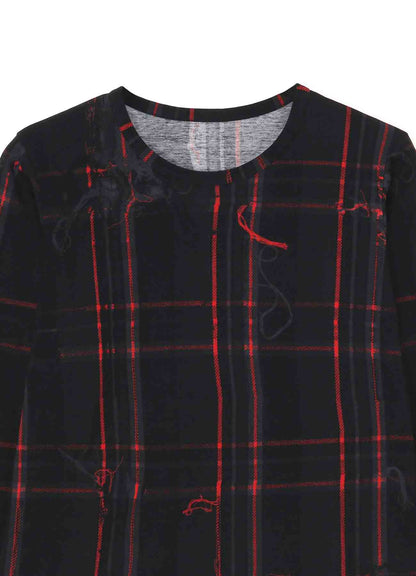 TWISTED CHECK ROUND NECK LONG SLEEVE