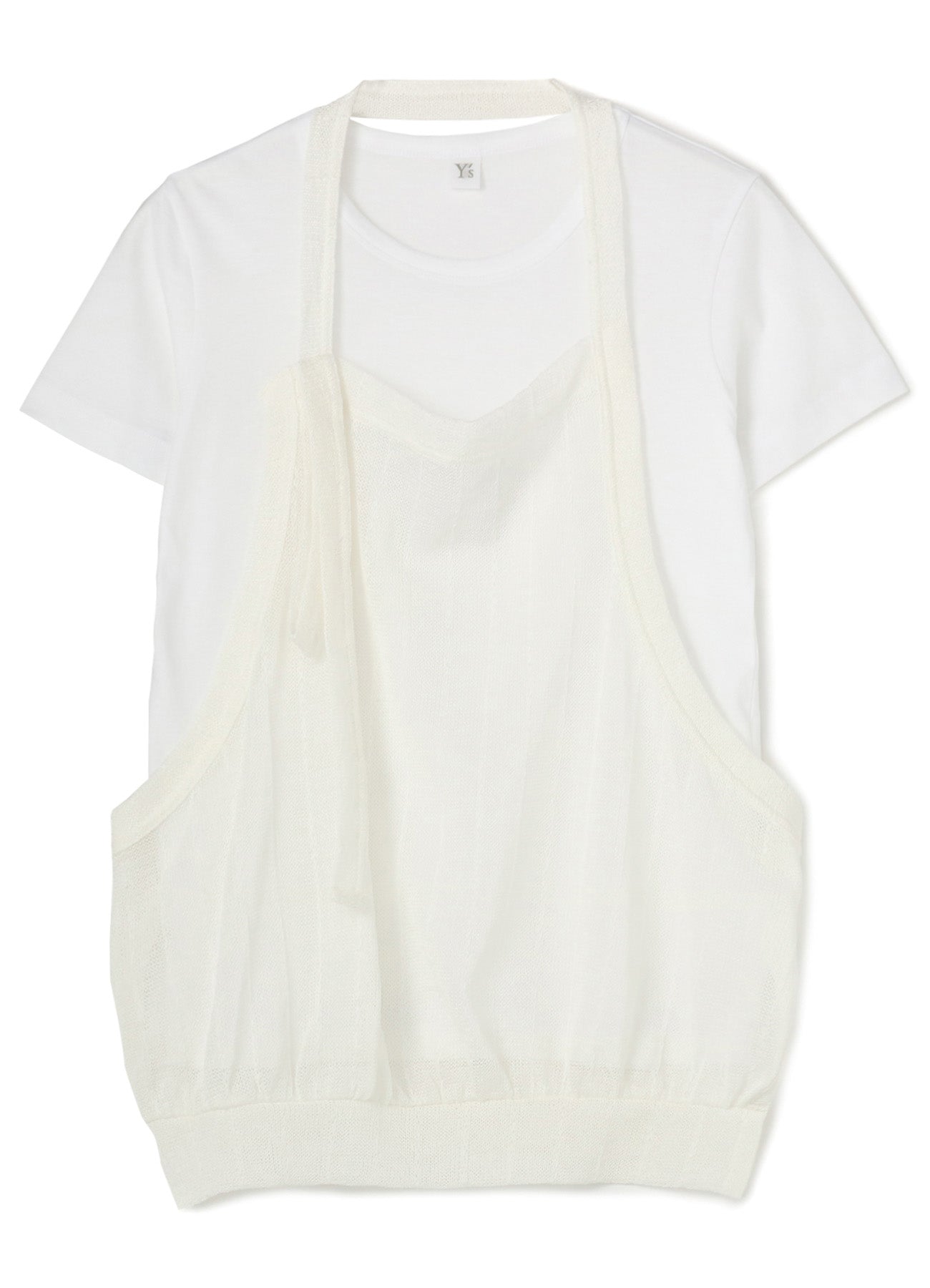 PLAIN STITCH x FAUX LINEN APRON HALF SLEEVE T