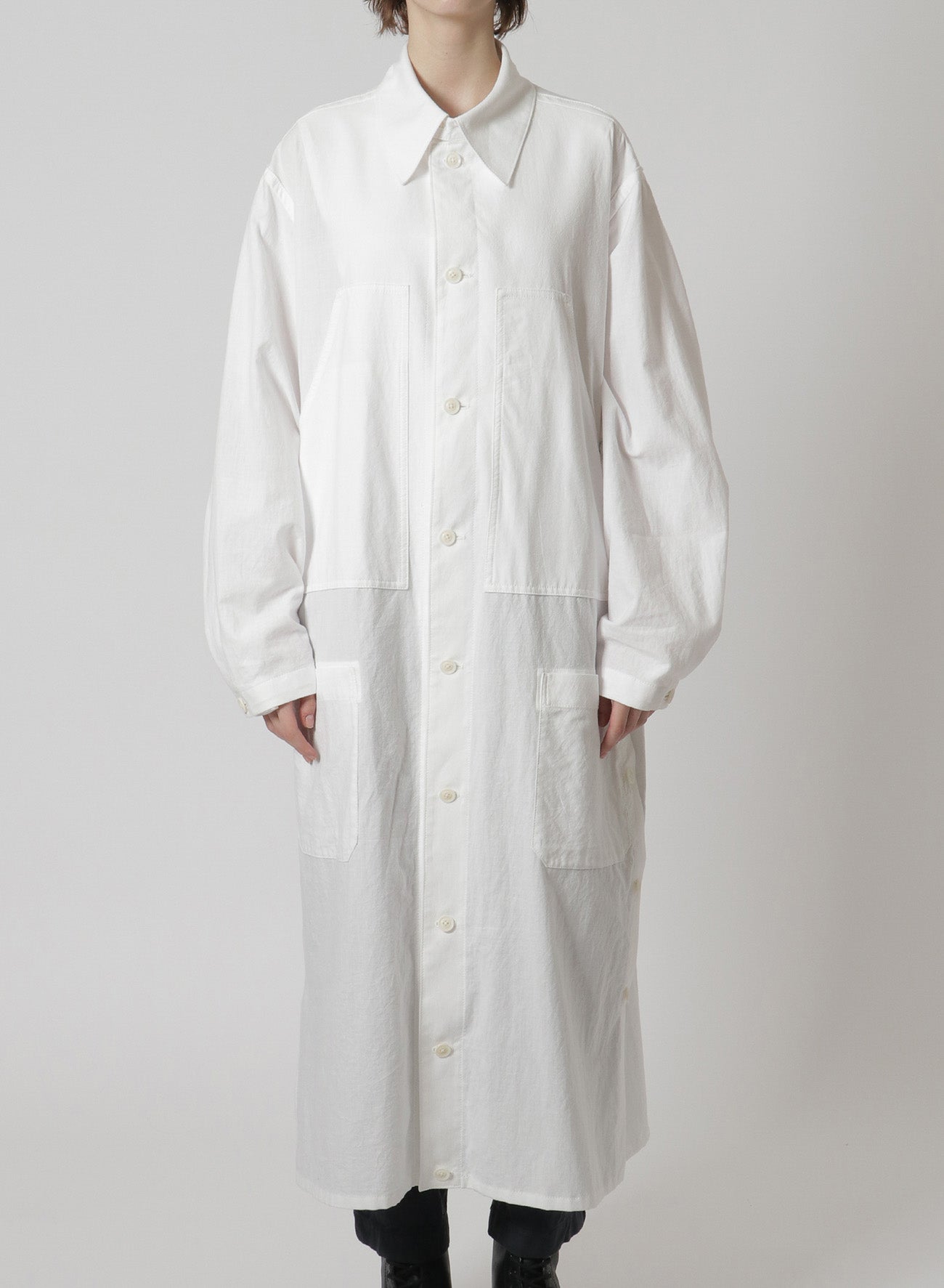 [Y's-Black Name]KHADI SIDE VENT WORK SHIRT COAT