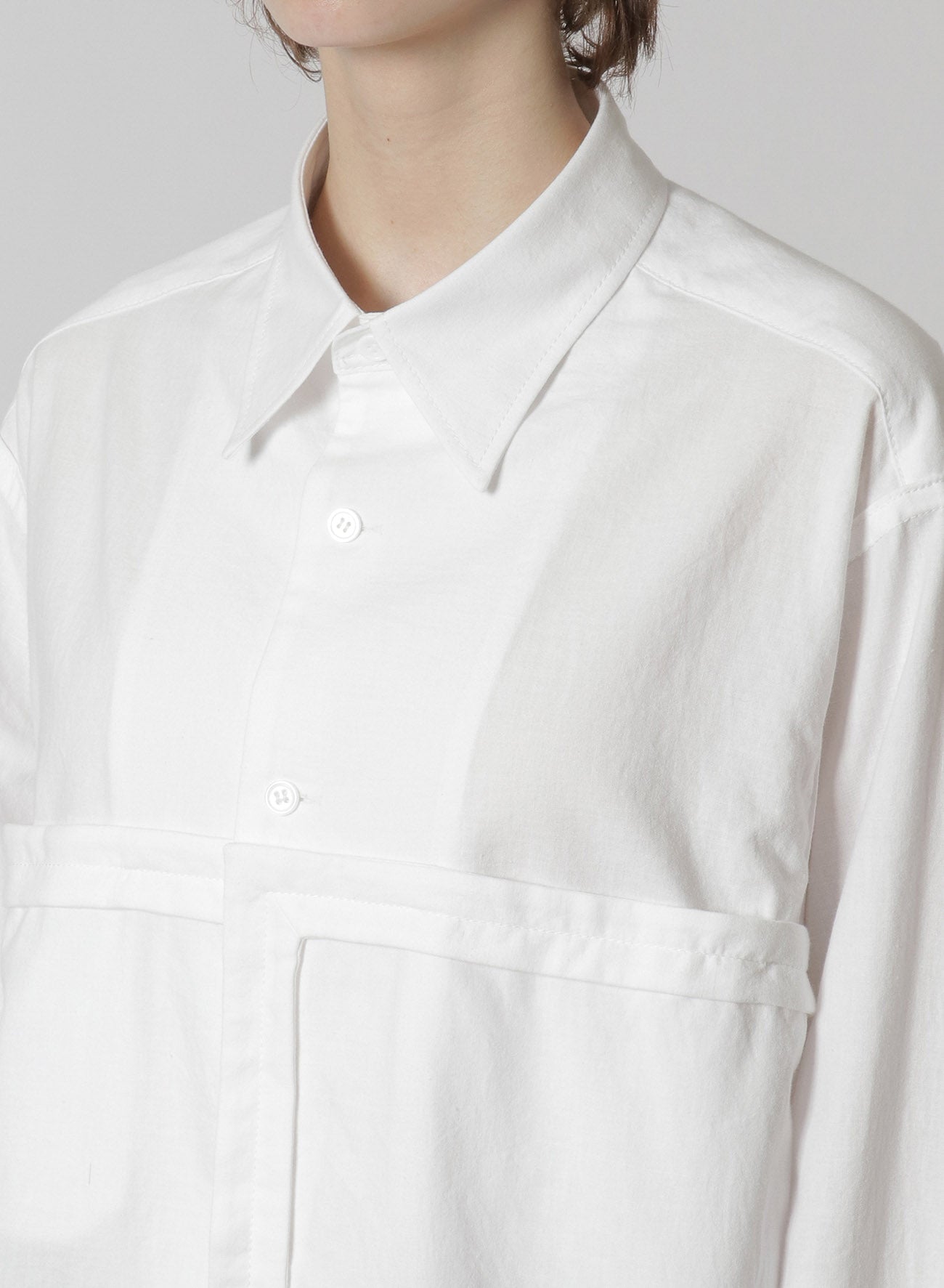 [Y's-Black Name]KHADI TAPE FLAP POCKET SHIRT