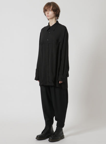 [Y's-Black Name]CELLULOSE LAWN TAPE FLAP POCKET SHIRT