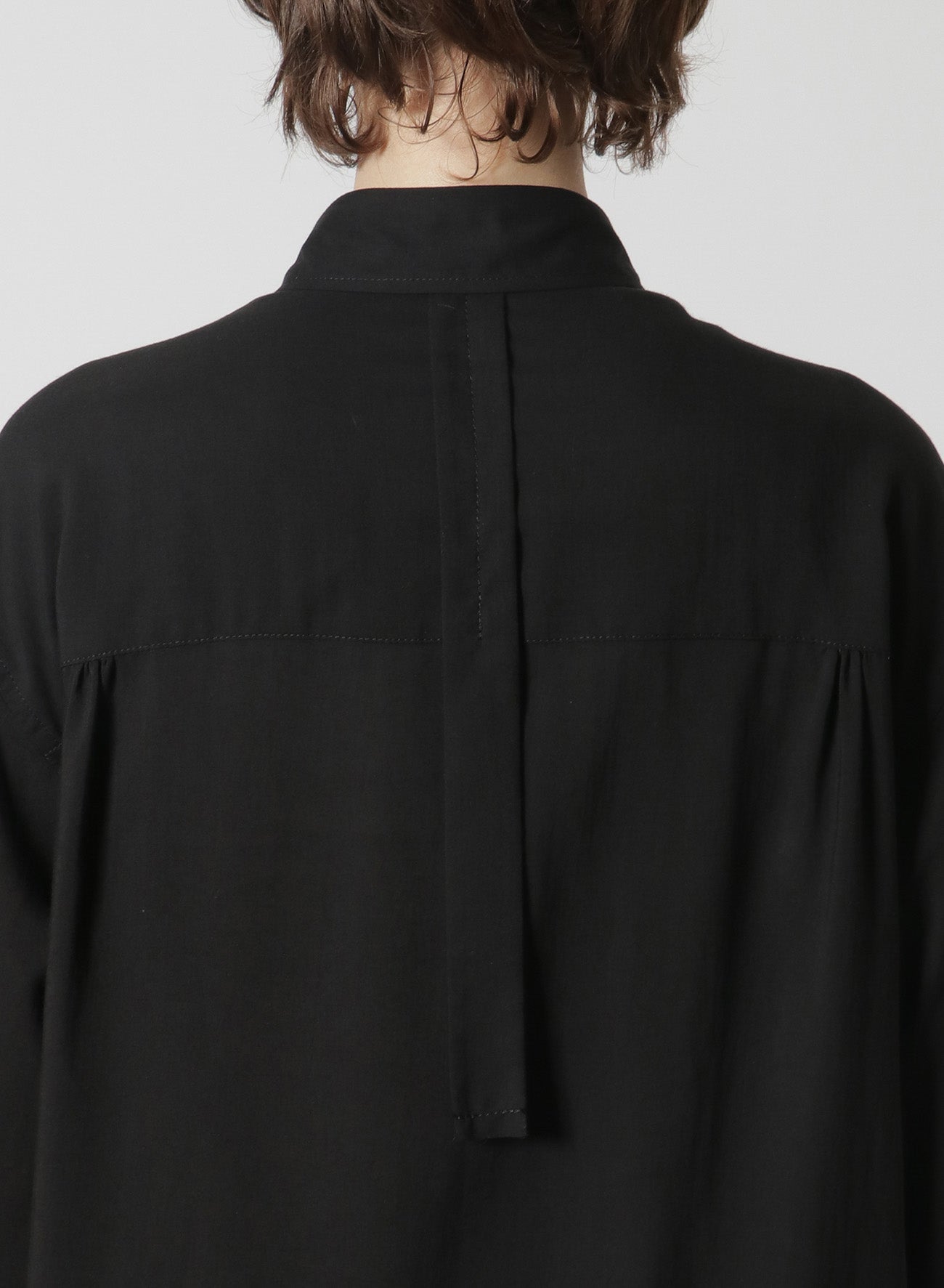 [Y's-Black Name]CELLULOSE LAWN TAPE FLAP POCKET SHIRT