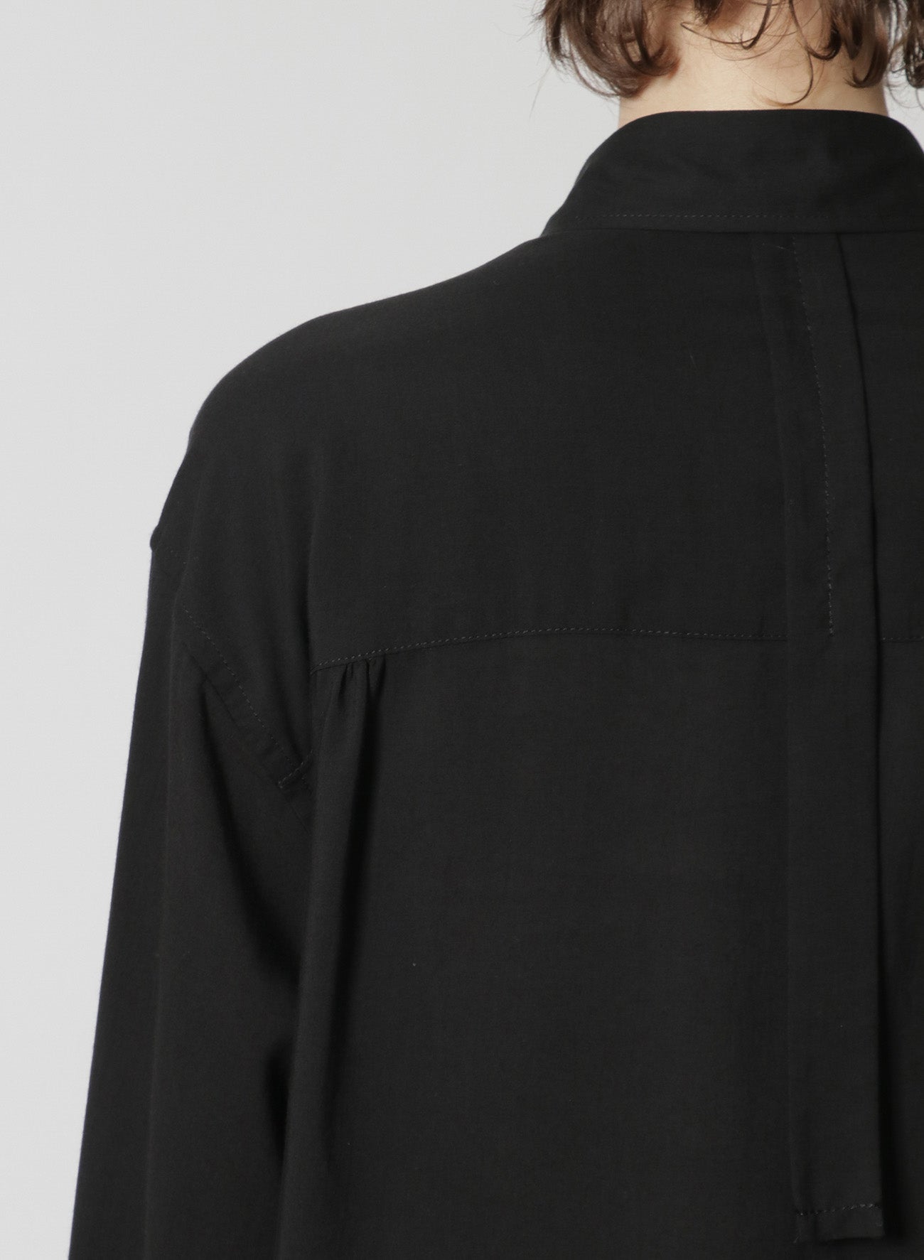 [Y's-Black Name]CELLULOSE LAWN TAPE FLAP POCKET SHIRT