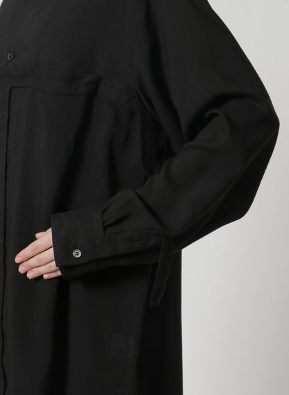 [Y's-Black Name]CELLULOSE LAWN TAPE FLAP POCKET SHIRT