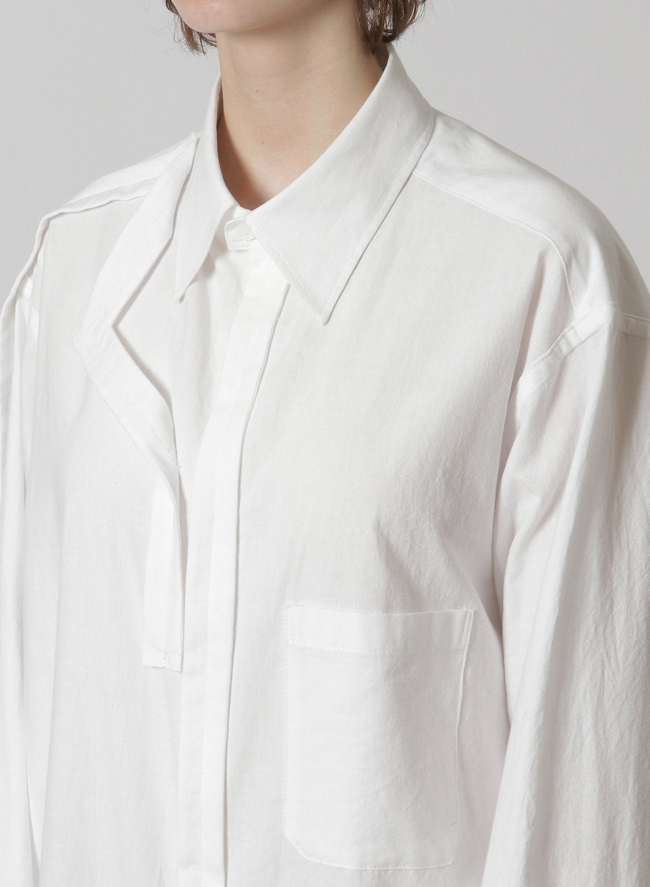 [Y's-Black Name]KHADI TAPE SNAP SHIRT