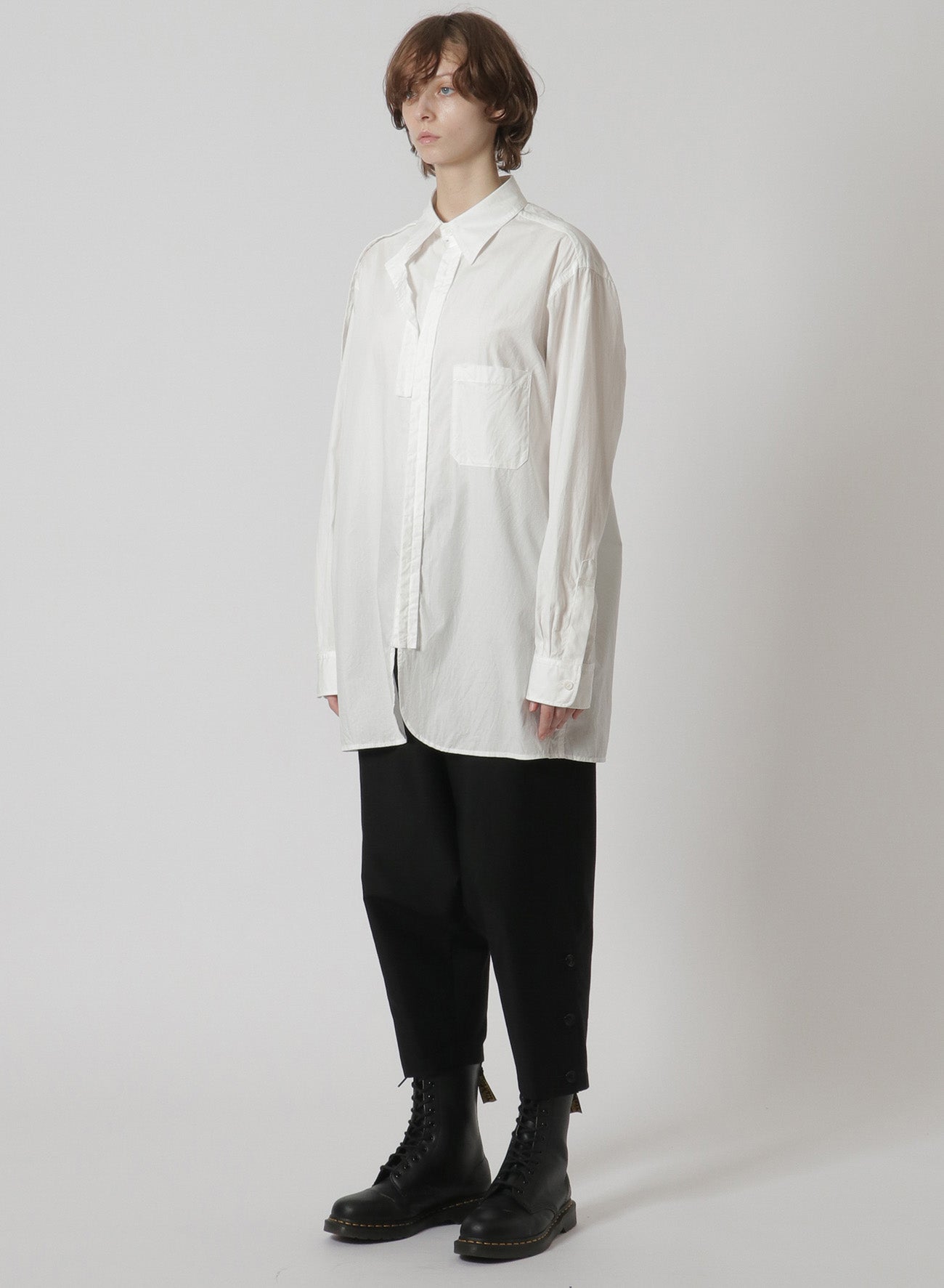 [Y's-Black Name]COTTON TAPE SNAP SHIRT