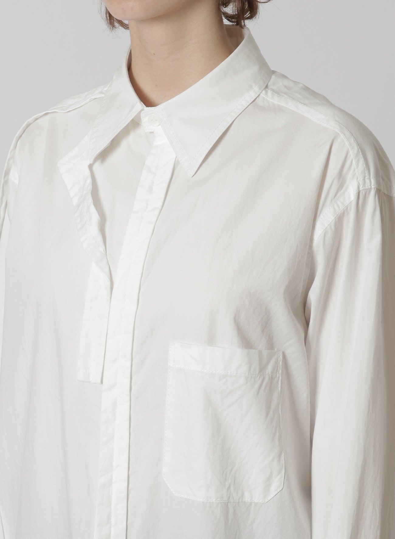 [Y's-Black Name]COTTON TAPE SNAP SHIRT