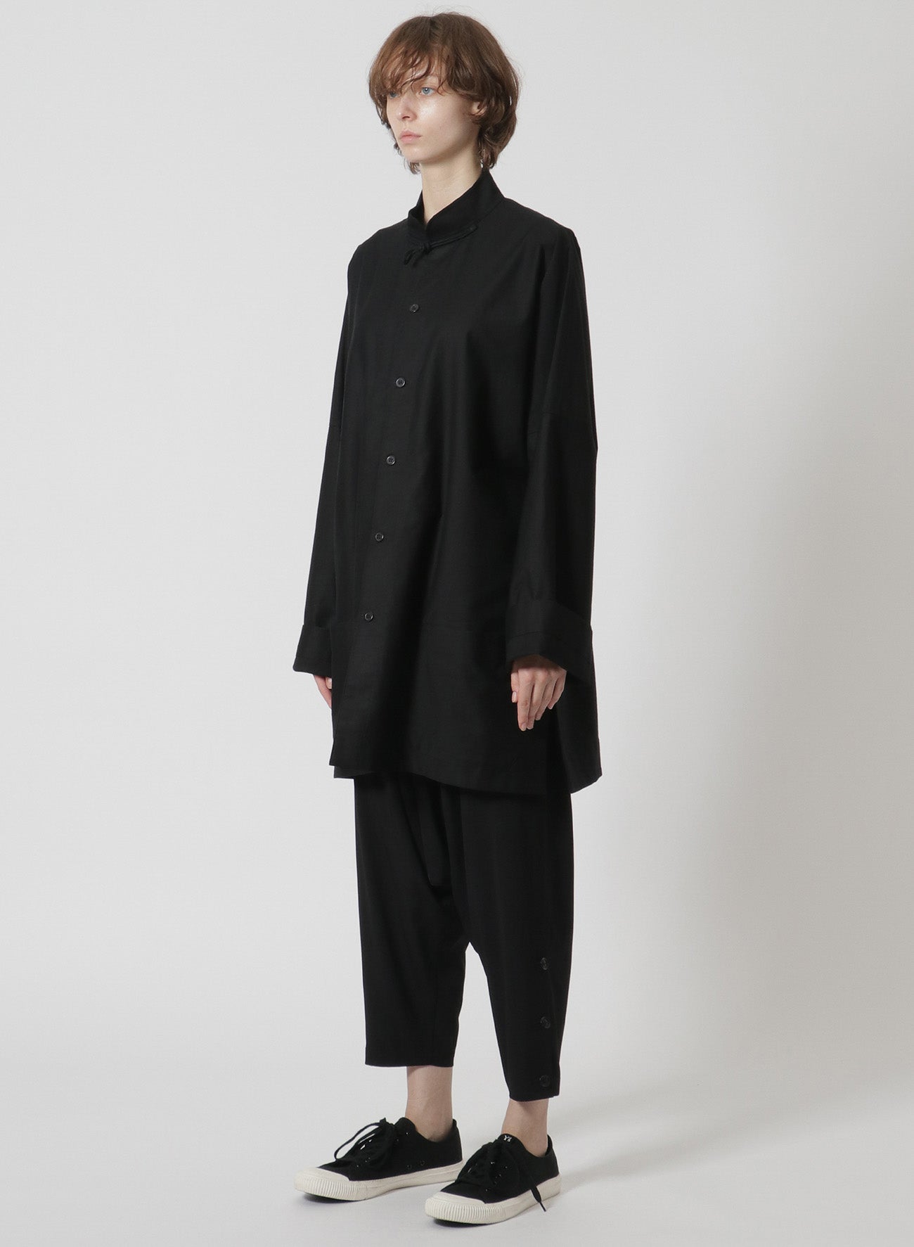 [Y's-Black Name]BLACK TWILL CHINA SHIRT