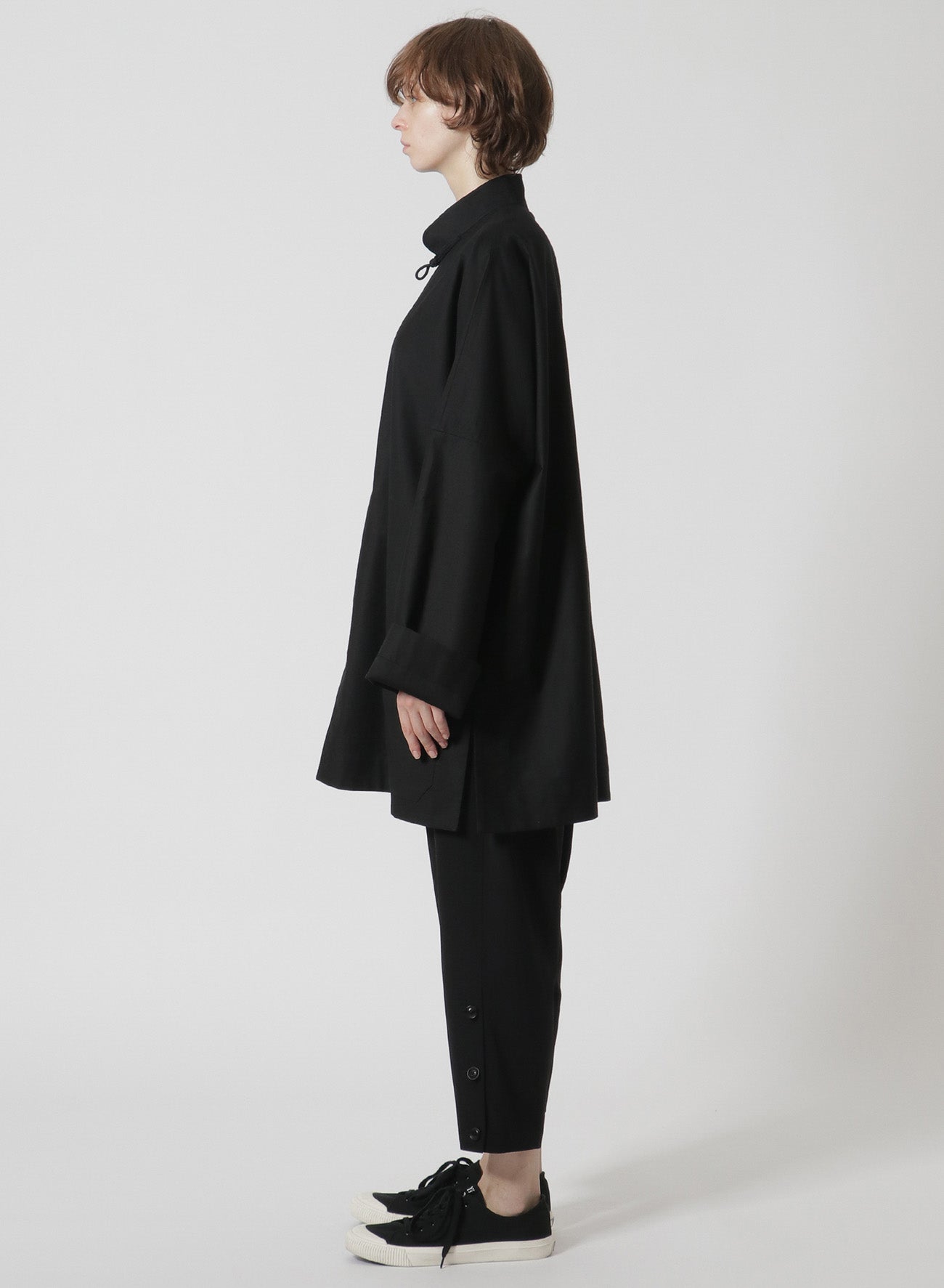 [Y's-Black Name]BLACK TWILL CHINA SHIRT