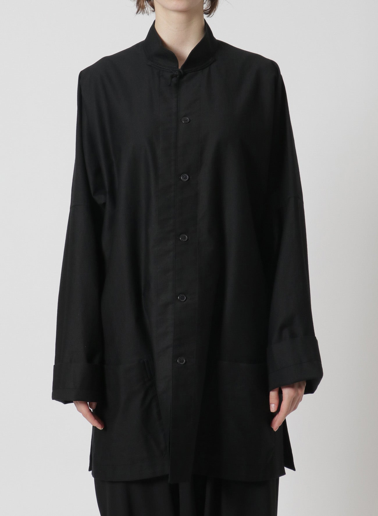 [Y's-Black Name]BLACK TWILL CHINA SHIRT