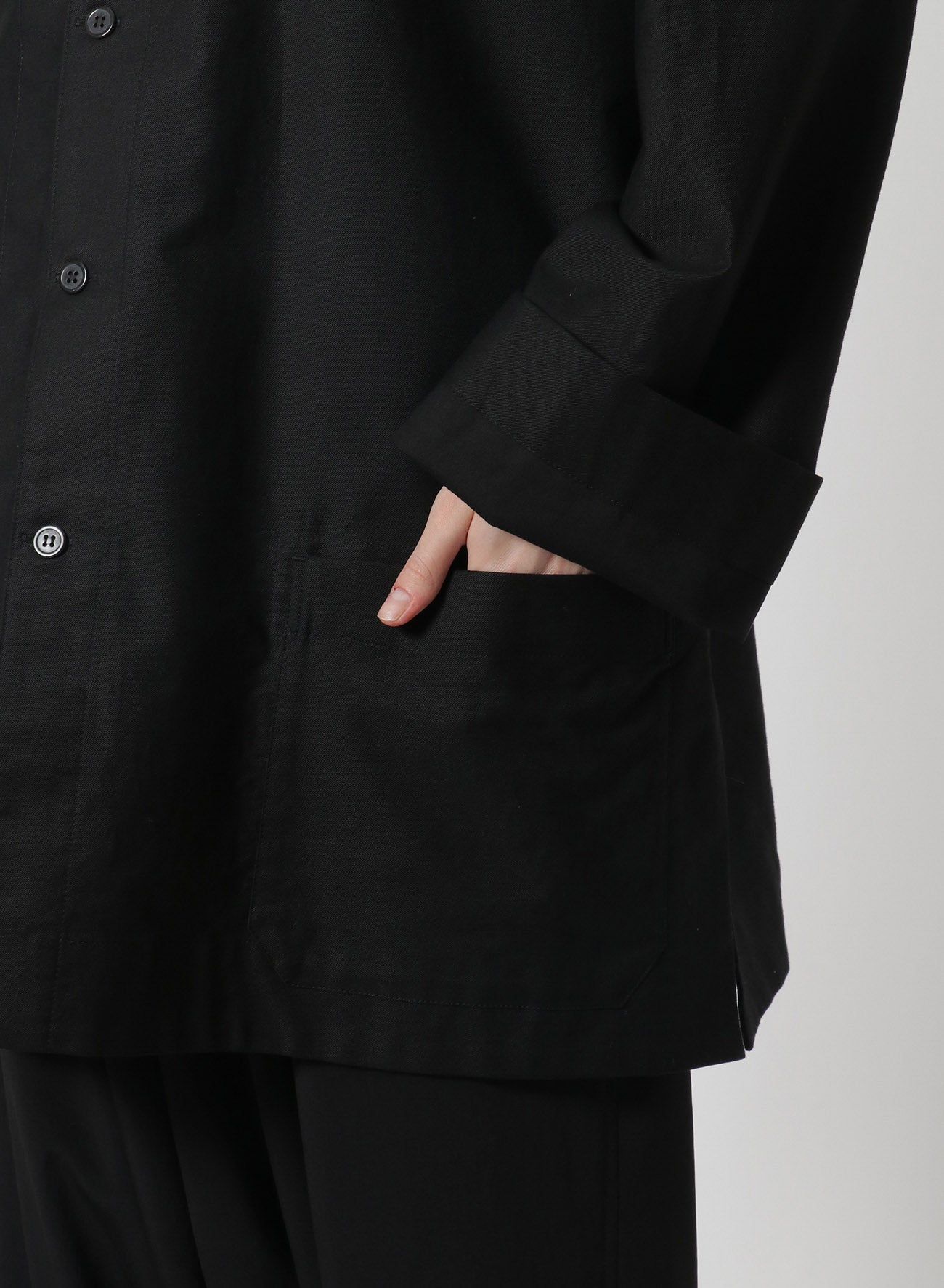 [Y's-Black Name]BLACK TWILL CHINA SHIRT