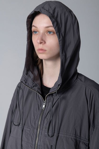 TYPEWRITER POLYESTER HOODED DRESS