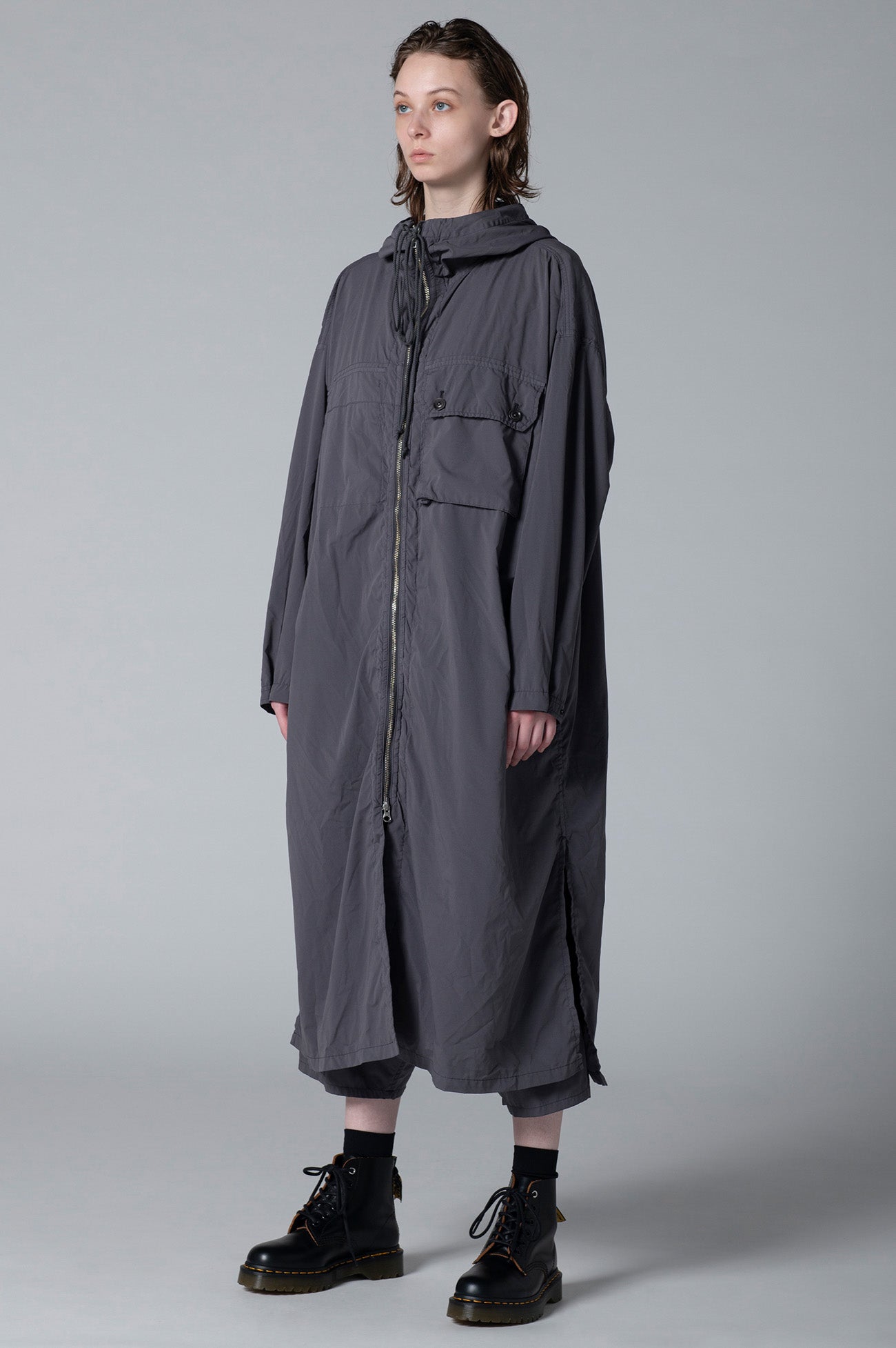 TYPEWRITER POLYESTER HOODED DRESS