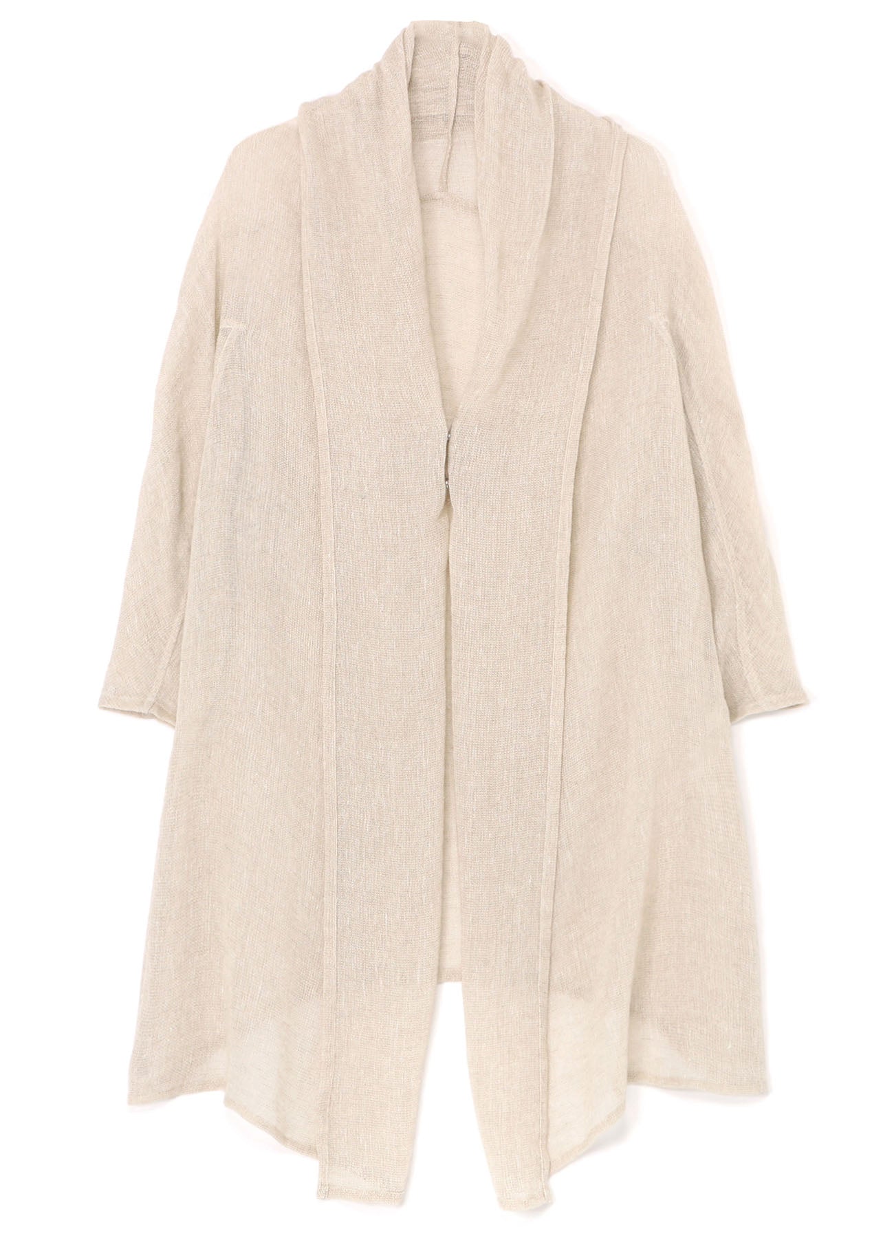 LENO CLOTH SHAWL COLLAR LONG CARDIGAN