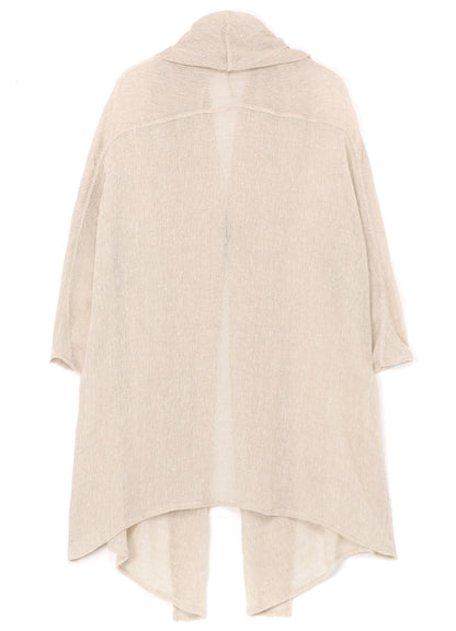 LENO CLOTH SHAWL COLLAR LONG CARDIGAN