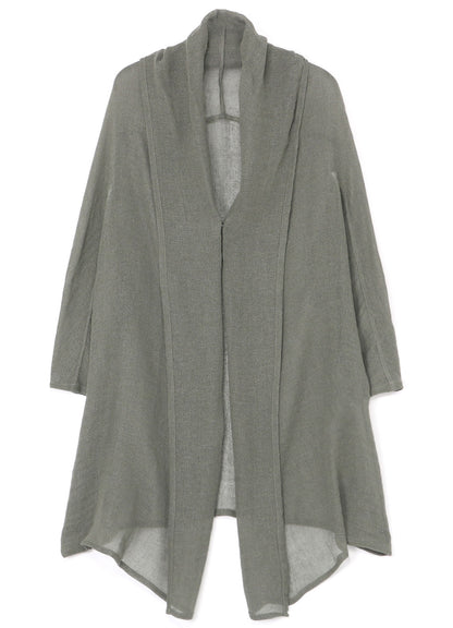 LENO CLOTH SHAWL COLLAR LONG CARDIGAN