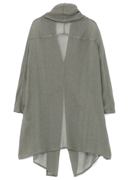 LENO CLOTH SHAWL COLLAR LONG CARDIGAN