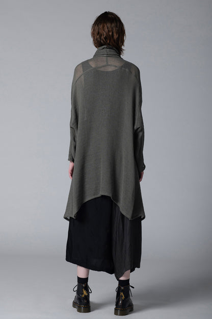 LENO CLOTH SHAWL COLLAR LONG CARDIGAN