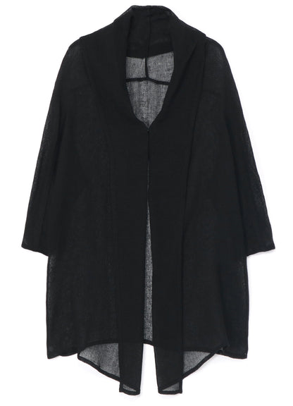 LENO CLOTH SHAWL COLLAR LONG CARDIGAN